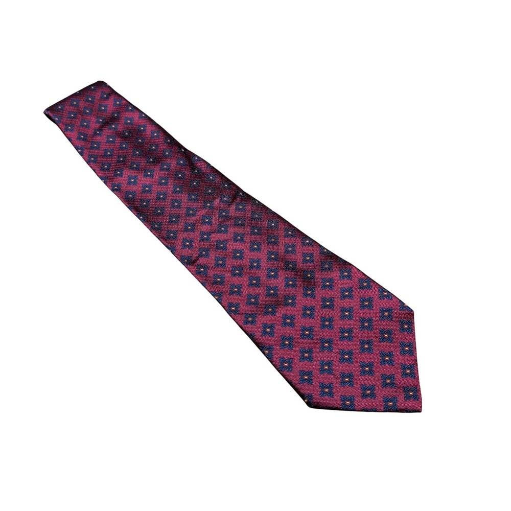 Joseph & Feiss Necktie Mens OS Burgundy Silk Geometric Medallion Classic 4"W Tie